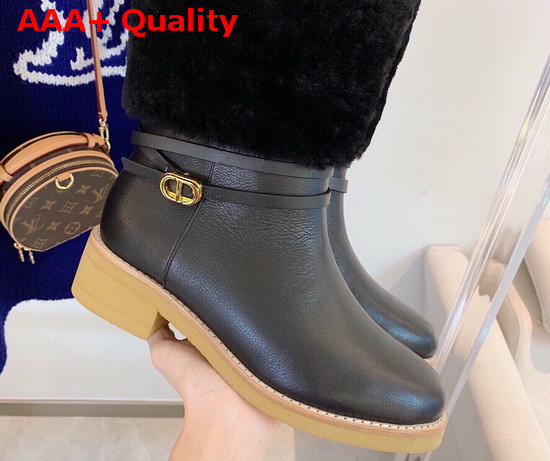 Dior D Furious Boot Black Calfskin and Shearling Replica