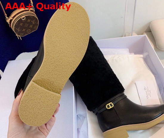 Dior D Furious Boot Black Calfskin and Shearling Replica