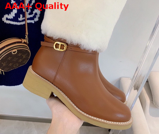 Dior D Furious Boot Dark Tan Calfskin and Shearling Replica