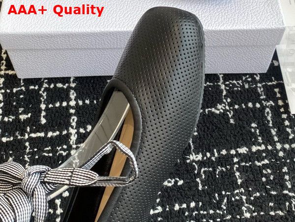 Dior D Journey Lace Up Ballet Flat in Black Perforated Supple Lambskin Replica