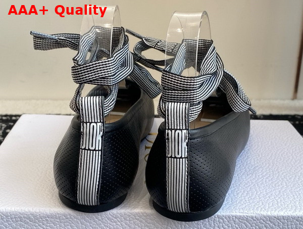 Dior D Journey Lace Up Ballet Flat in Black Perforated Supple Lambskin Replica