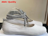 Dior D Journey Lace Up Ballet Flat in White Perforated Supple Lambskin Replica