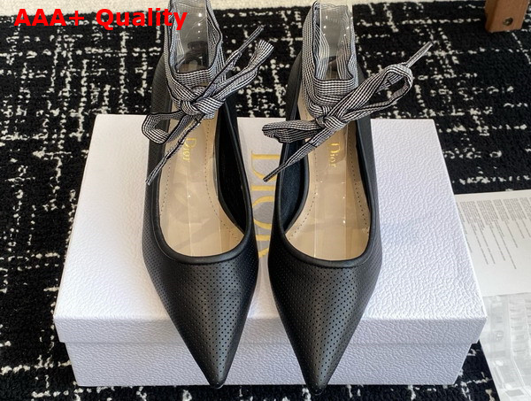Dior D Journey Lace Up Pump in Black Perforated Supple Lambskin Replica