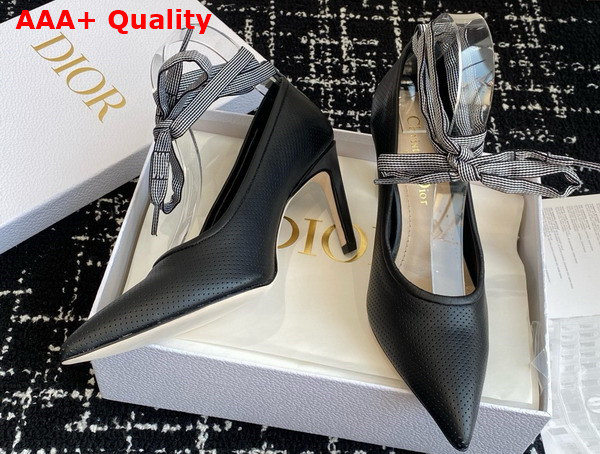 Dior D Journey Lace Up Pump in Black Perforated Supple Lambskin Replica