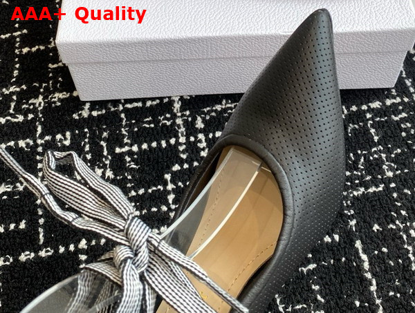 Dior D Journey Lace Up Pump in Black Perforated Supple Lambskin Replica