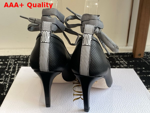 Dior D Journey Lace Up Pump in Black Perforated Supple Lambskin Replica
