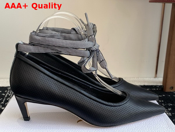 Dior D Journey Lace Up Pump in Black Perforated Supple Lambskin Replica