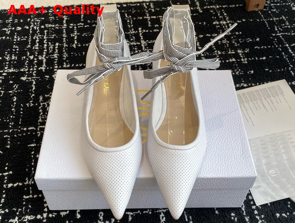Dior D Journey Lace Up Pump in White Perforated Supple Lambskin Replica