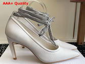 Dior D Journey Lace Up Pump in White Perforated Supple Lambskin Replica