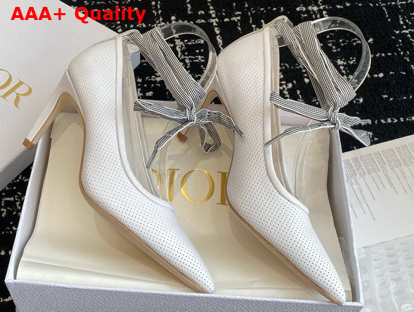 Dior D Journey Lace Up Pump in White Perforated Supple Lambskin Replica