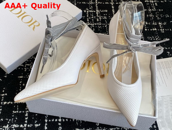 Dior D Journey Lace Up Pump in White Perforated Supple Lambskin Replica