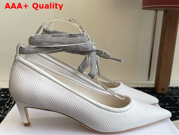 Dior D Journey Lace Up Pump in White Perforated Supple Lambskin Replica