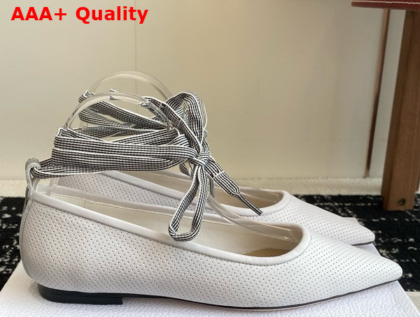 Dior D Journey Lace Up Pump in White Perforated Supple Lambskin Replica