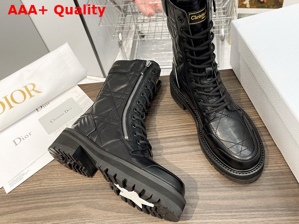 Dior D Leader Ankle Boot Black Quilted Cannage Calfskin Replica