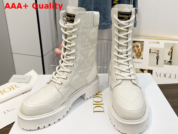 Dior D Leader Ankle Boot White Quilted Cannage Calfskin Replica