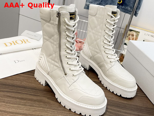 Dior D Leader Ankle Boot White Quilted Cannage Calfskin Replica