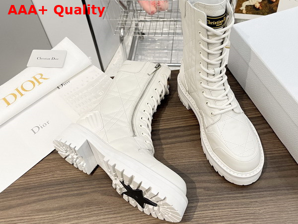 Dior D Leader Ankle Boot White Quilted Cannage Calfskin Replica