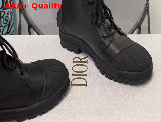 Dior D Major Ankle Boot Black Calfskin and Beige Lambskin Wool Replica
