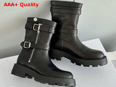 Dior D Major Ankle Boot Black Calfskin and Black and White Technical Fabric Replica
