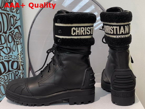 Dior D Major Ankle Boot Black Calfskin and Lambskin Wool Replica
