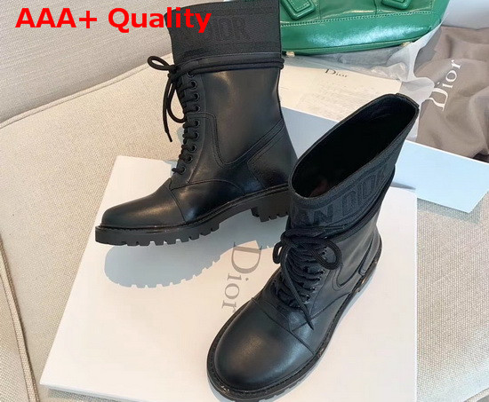 Dior D Major Ankle Boot Black Calfskin and Technical Fabric Replica