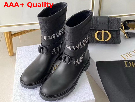 Dior D Major Ankle Boot Black Dior Oblique Jacquard Canvas and Calfskin Replica