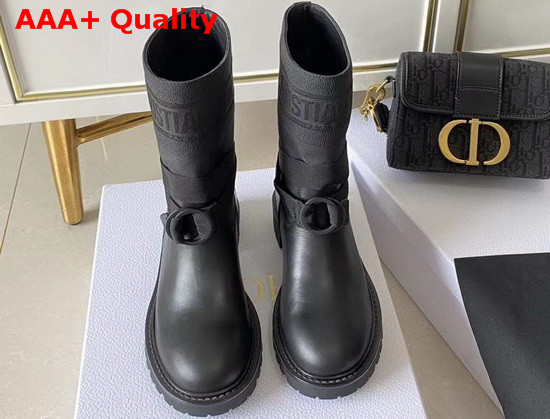 Dior D Major Ankle Boot Black Technical Fabric and Calfskin Replica