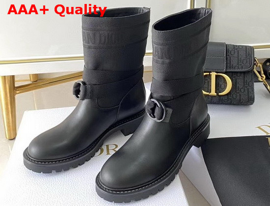 Dior D Major Ankle Boot Black Technical Fabric and Calfskin Replica