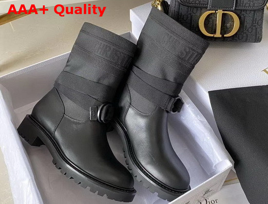 Dior D Major Ankle Boot Black Technical Fabric and Calfskin Replica