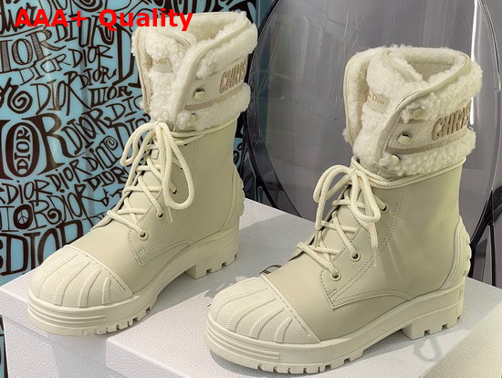 Dior D Major Ankle Boot White Calfskin and Lambskin Wool Replica