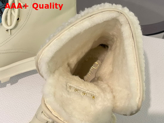 Dior D Major Ankle Boot White Calfskin and Lambskin Wool Replica