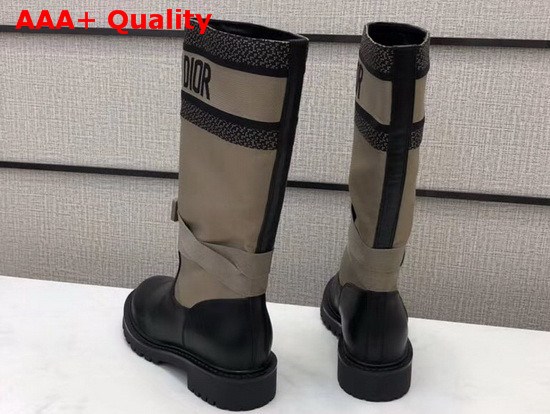 Dior D Major Boot Taupe and Black Technical Fabric and Calfskin Replica