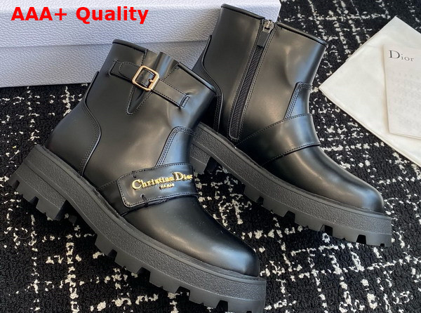 Dior D Quest Ankle Boot in Black Calfskin Replica