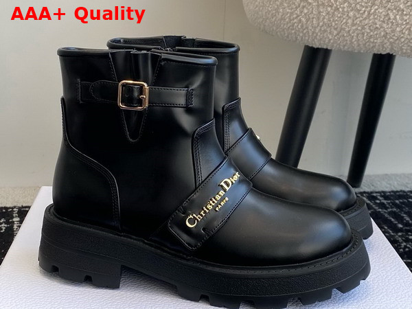 Dior D Quest Ankle Boot in Black Calfskin Replica