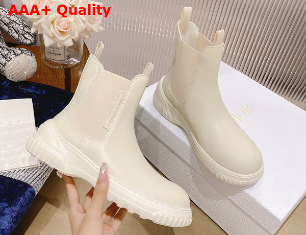 Dior D Racer Ankle Boot White Calfskin Replica