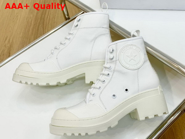 Dior D Rise Ankle Boot White Technical Fabric and Calfskin Replica