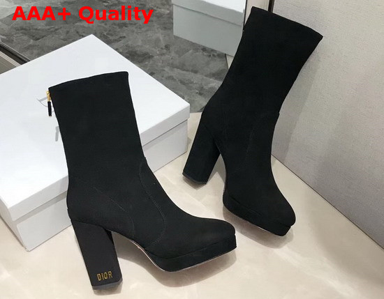 Dior D Rise Ankle Boot in Black Suede Calfskin Replica