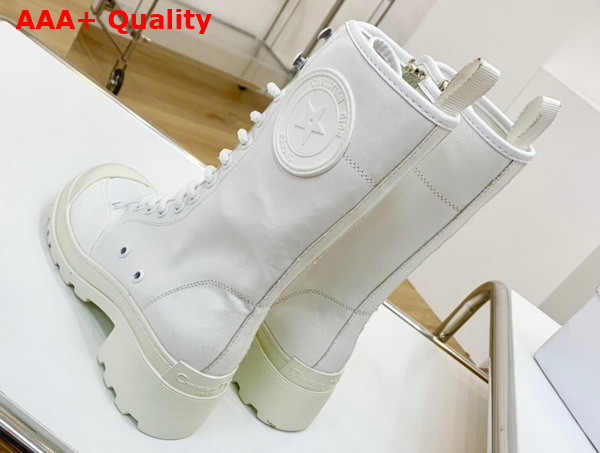 Dior D Rise Boot White Technical Fabric and Calfskin Replica