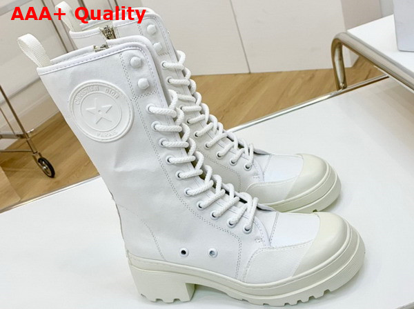 Dior D Rise Boot White Technical Fabric and Calfskin Replica