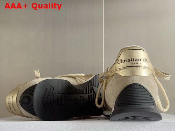 Dior D Sketch Sneaker Gold Tone Crinkled Lambskin and Laminated Calfskin Replica