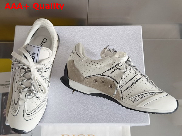 Dior D Sketch Sneaker White Nylon and Calfskin Replica
