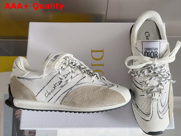 Dior D Sketch Sneaker White Nylon and Calfskin Replica
