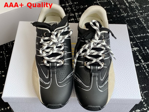 Dior D Sketch Sneaker in Black Nylon and Calfskin Replica