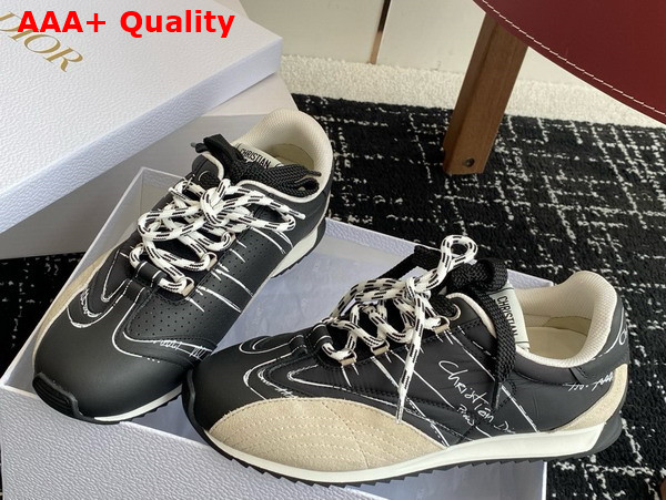 Dior D Sketch Sneaker in Black Nylon and Calfskin Replica