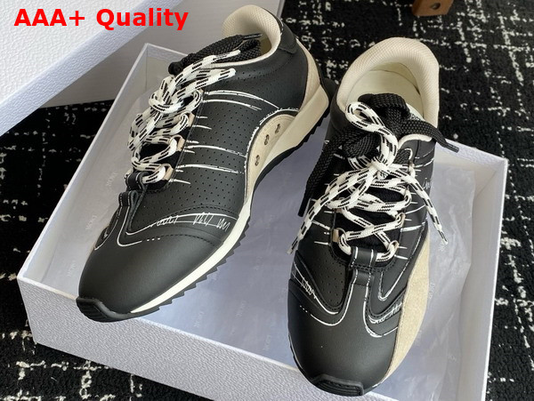 Dior D Sketch Sneaker in Black Nylon and Calfskin Replica