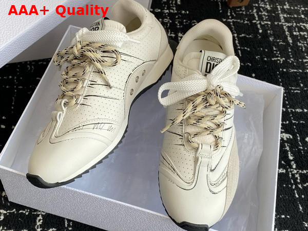 Dior D Sketch Sneaker in White Nylon and Calfskin Replica