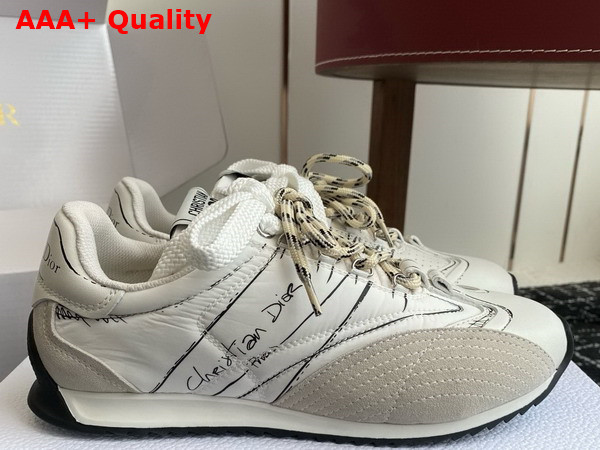 Dior D Sketch Sneaker in White Nylon and Calfskin Replica