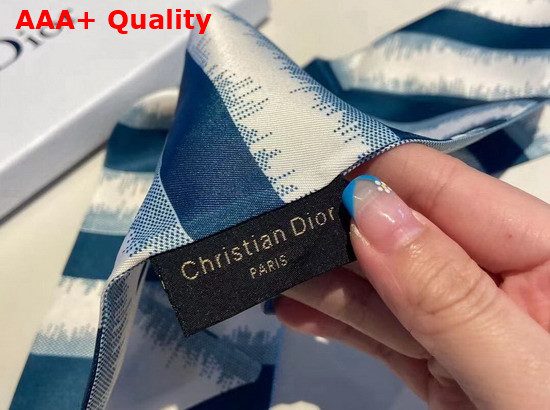 Dior D Stripes Mitzah Scarf Navy Blue Silk Twill Replica