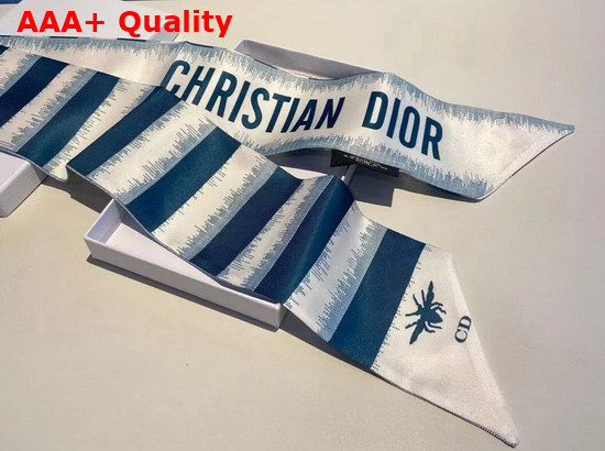 Dior D Stripes Mitzah Scarf Navy Blue Silk Twill Replica