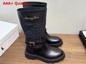 Dior D Town Boot Black Calfskin and Nylon with Embroidered Cannage Motif Replica